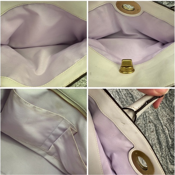 Coach White Leather Coach Hamptons Madeline Tote Handbag  Y2K 11554 **READ** - Picture 10 of 11